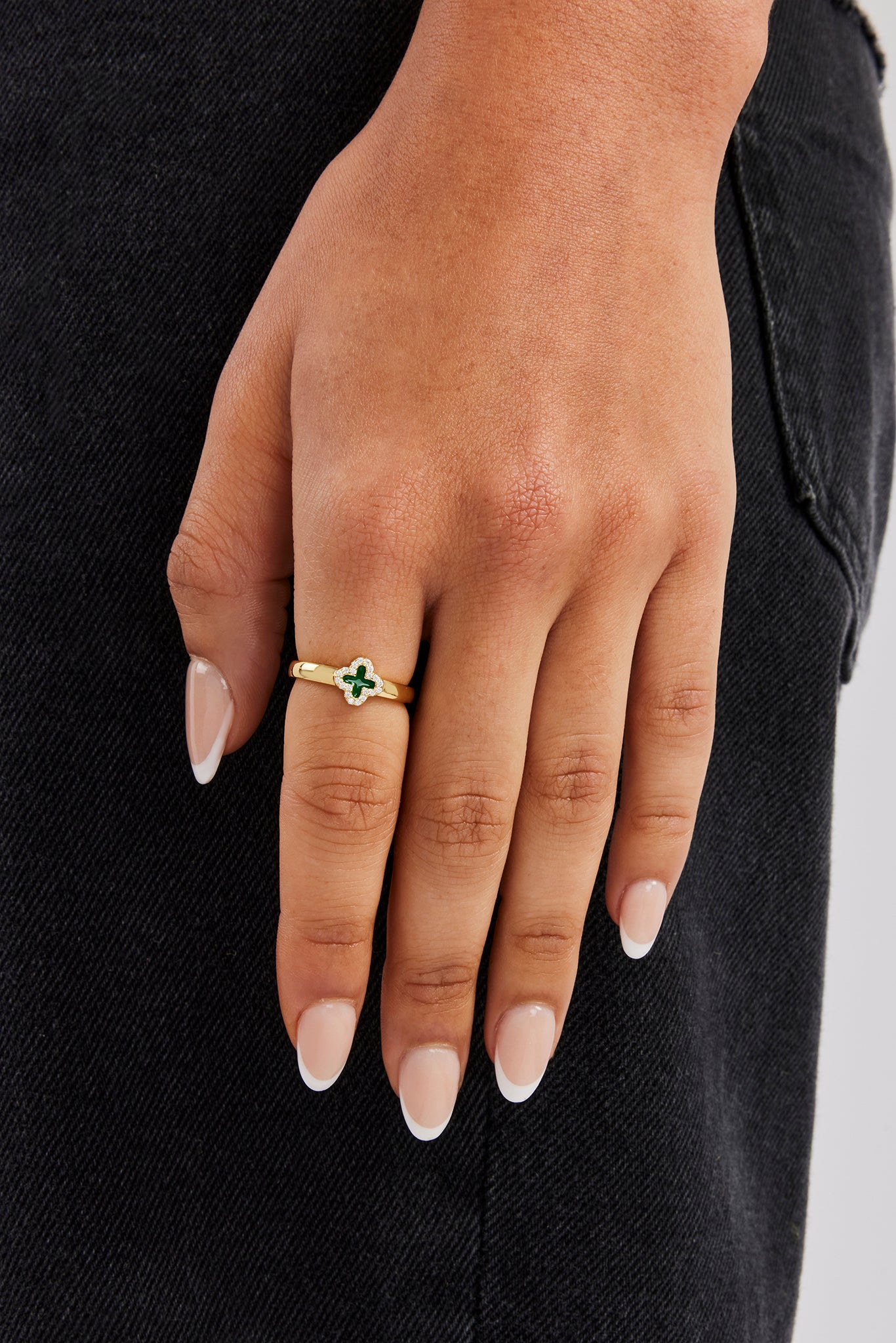 Grüner Motiv-Bandring – 6 mm